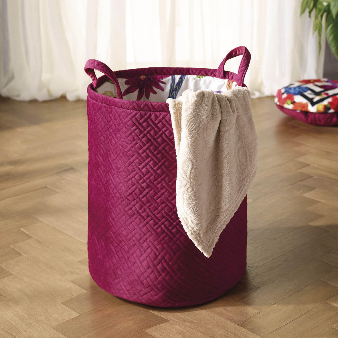 Laundry basket - Jardin Tropical Burgundy