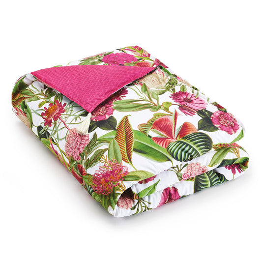 Quilt with tassels Garden Fuchsia - 140 x 200 cm