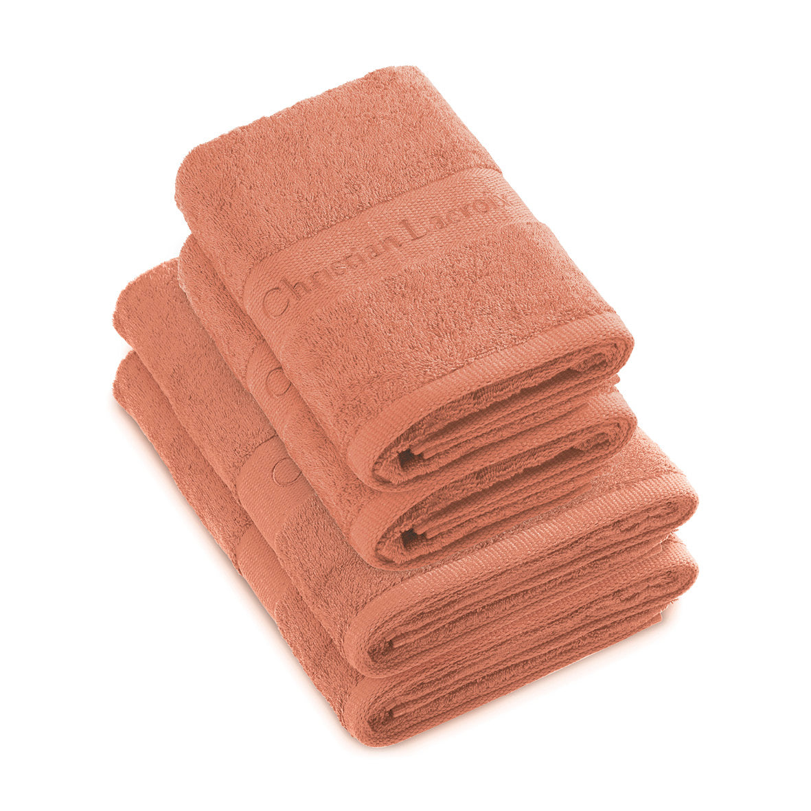 Set of 2 hand towels + 2 bath towels Sage green - 50 x 100 cm + 70 x 140 cm Light orange