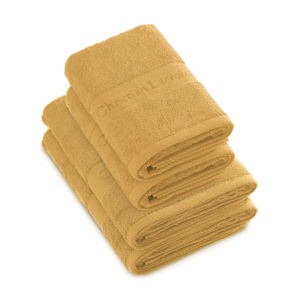 Set of 2 hand towels + 2 bath towels Sage green - 50 x 100 cm + 70 x 140 cm Mustard yellow