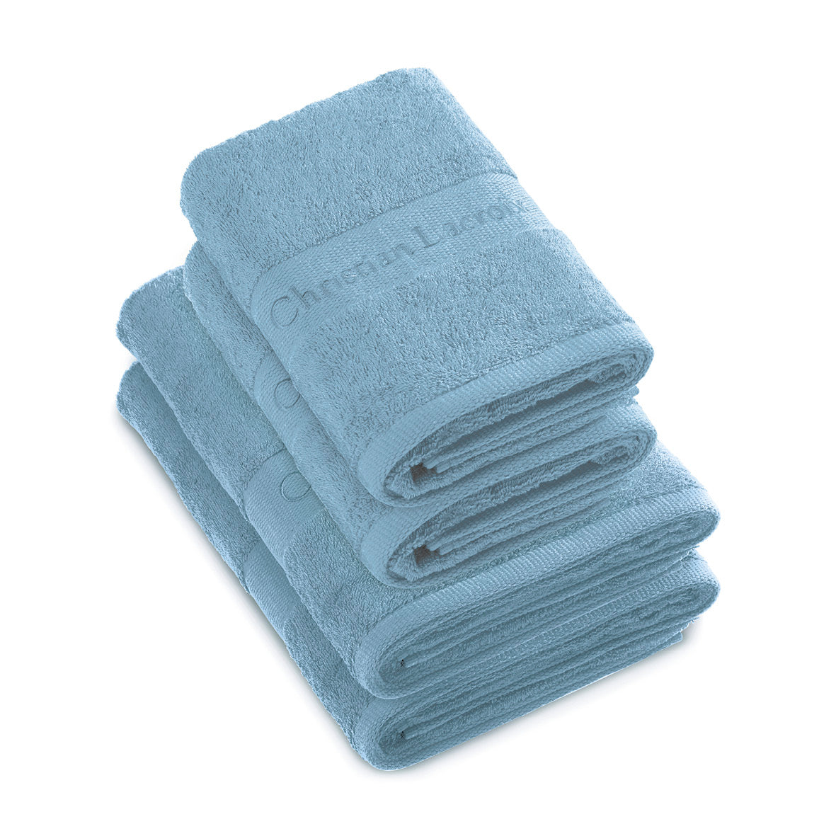 Set of 2 hand towels + 2 bath towels Sage green - 50 x 100 cm + 70 x 140 cm Sky blue