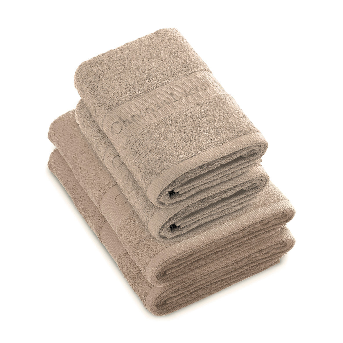 Set of 2 hand towels + 2 bath towels Sage green - 50 x 100 cm + 70 x 140 cm Taupe