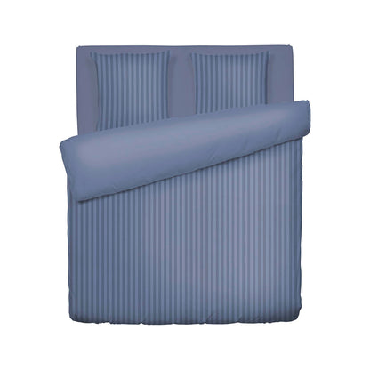 Duvet cover + pillowcase(s) cotton satin dobby stripe woven - Blue