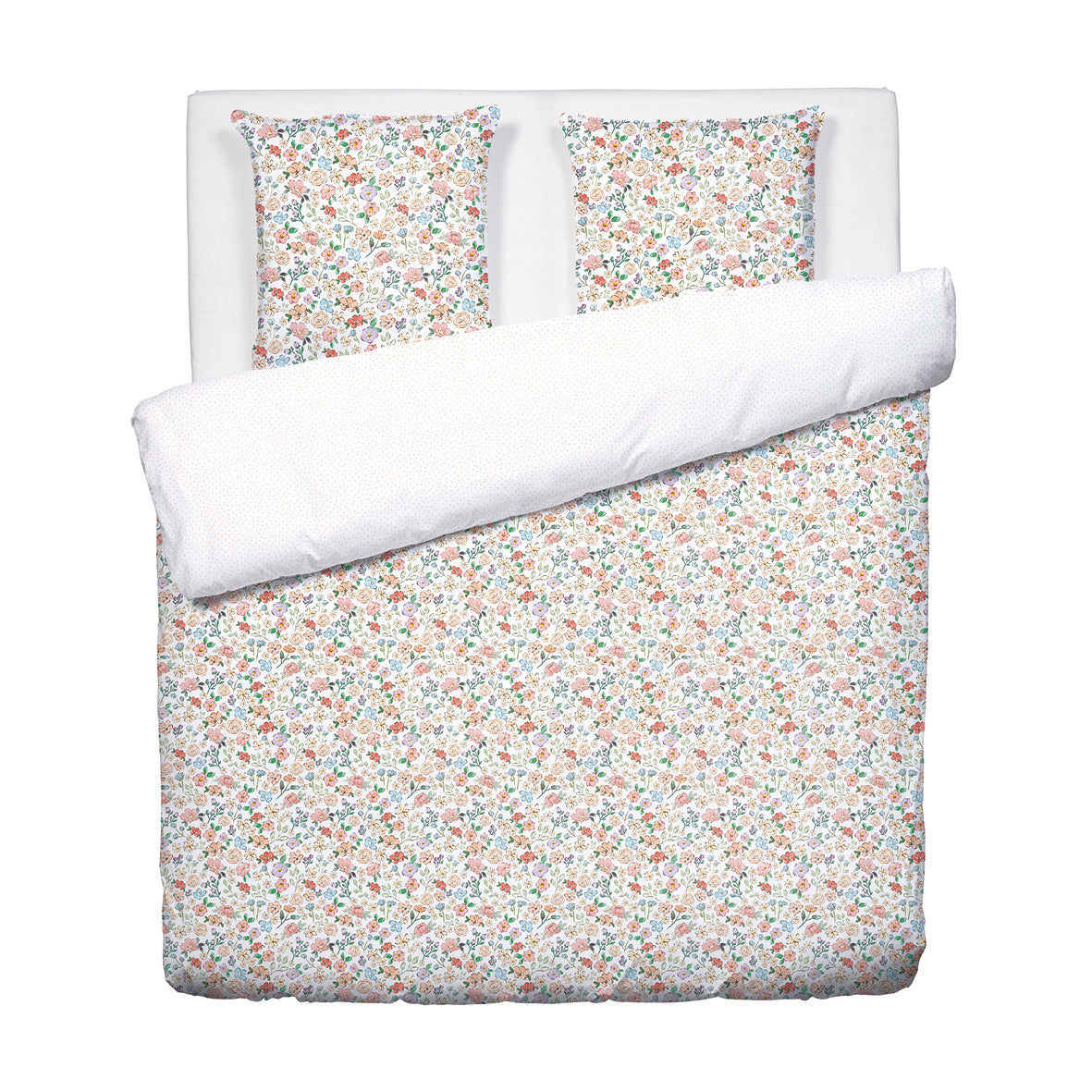 Duvet cover + pillowcase cotton satin - Meadow White