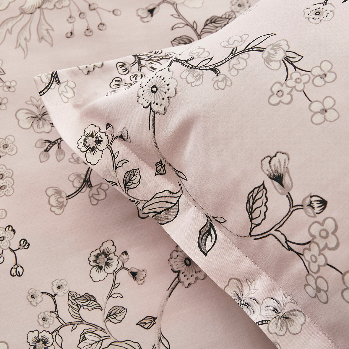 Duvet cover + pillowcase(s) cotton satin - Jardin Secret Pink