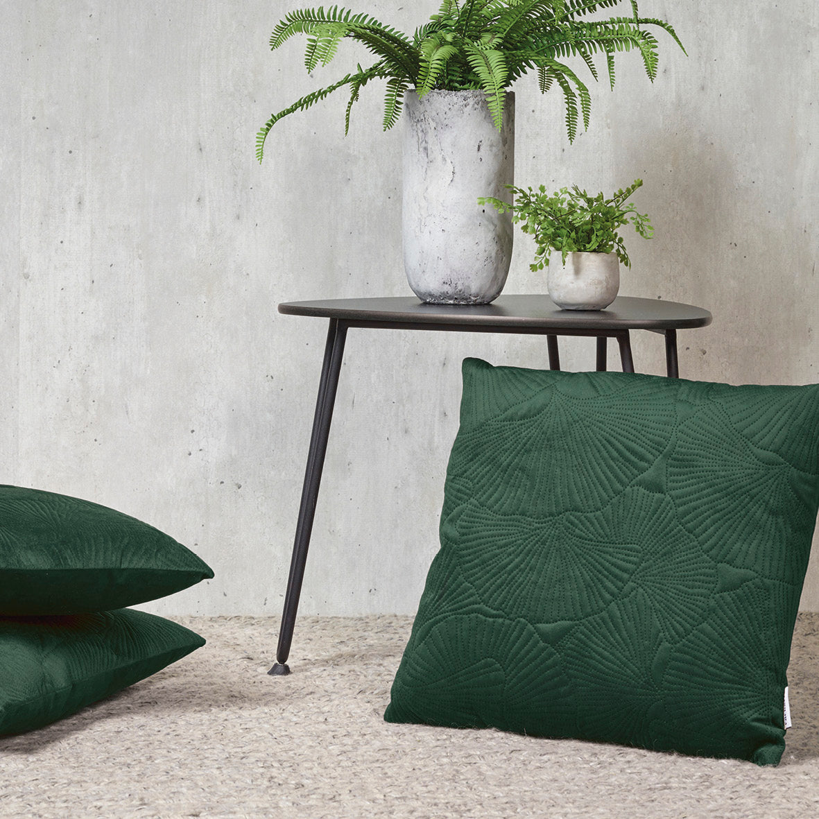Cushion embossed flower Dark green - 45 x 45 cm
