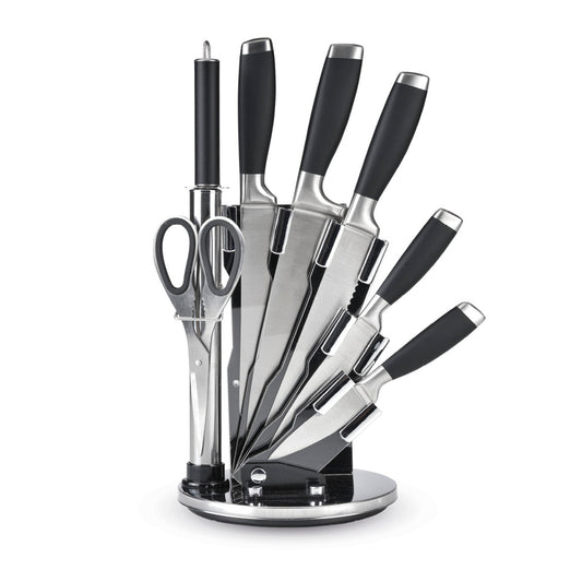 Kitchen knife set with acrylic holder - Black