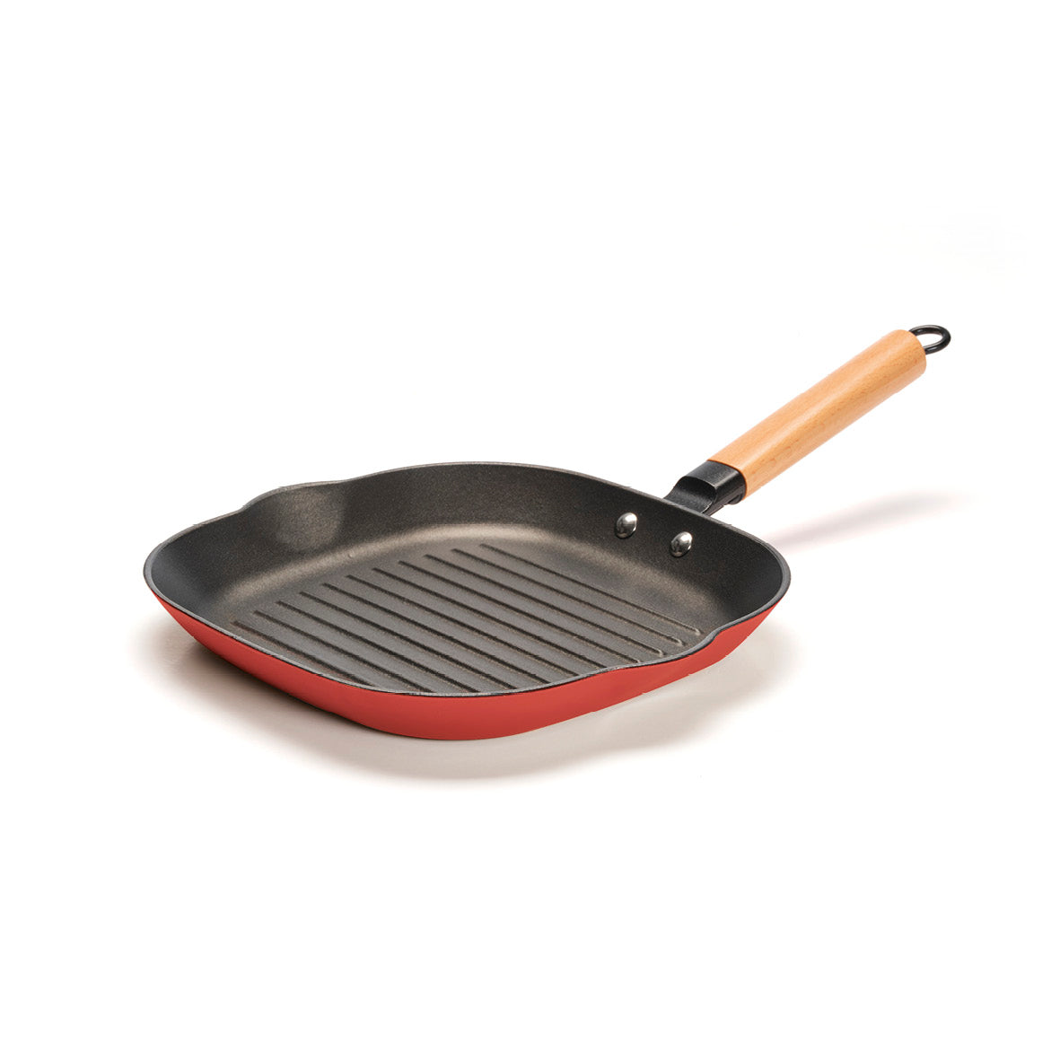 Honeycomb cast iron grill pan 28 cm - Red