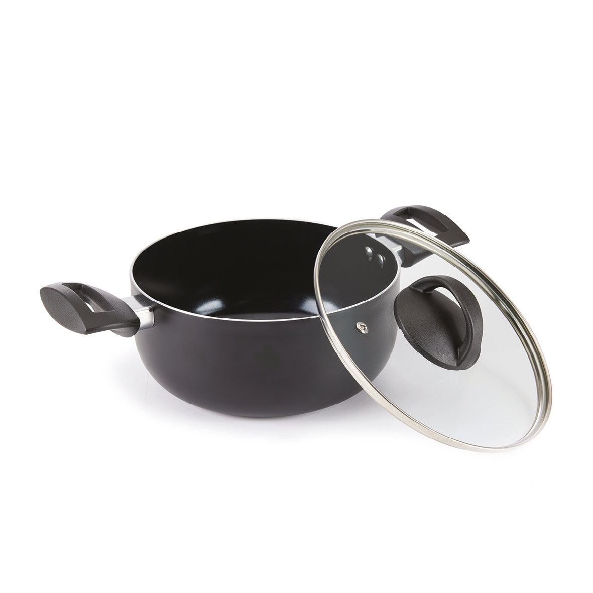 Set of 2 pots with lid Carbone Pro - ultra resistant and non-stick - aluminum - Black