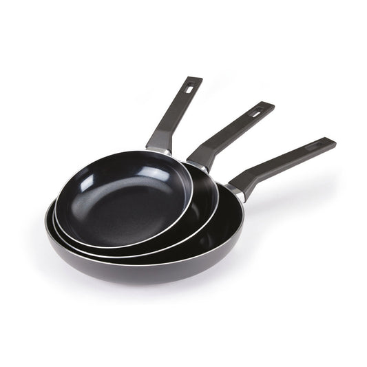 Set of 3 pans Carbone Pro - ultra resistant and non-stick - aluminum - Black