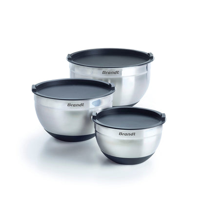 Set of 3 stainless steel mixing bowls with lid - 16 + 20 + 24 cm