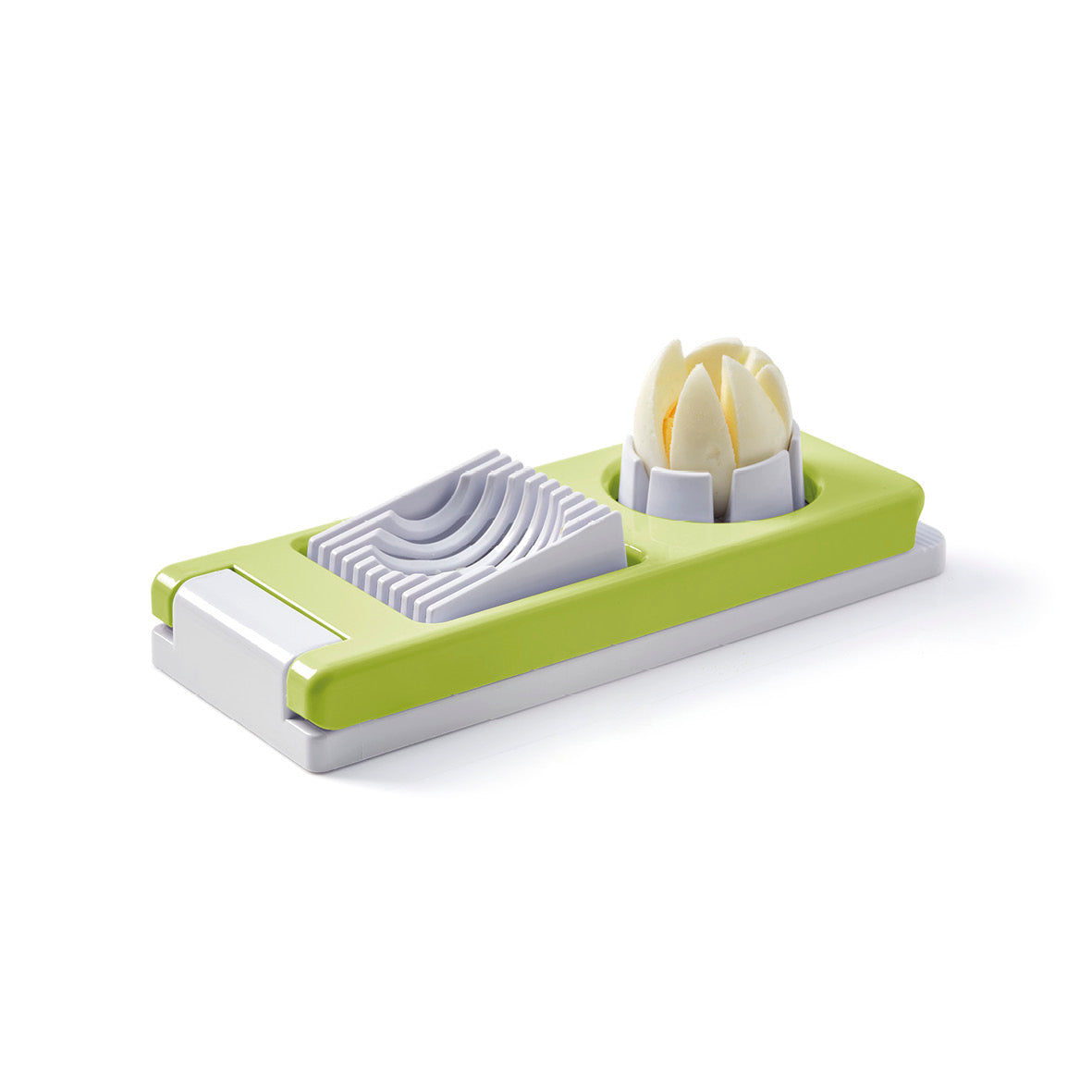 Manual egg slicer – green/grey – 21 cm