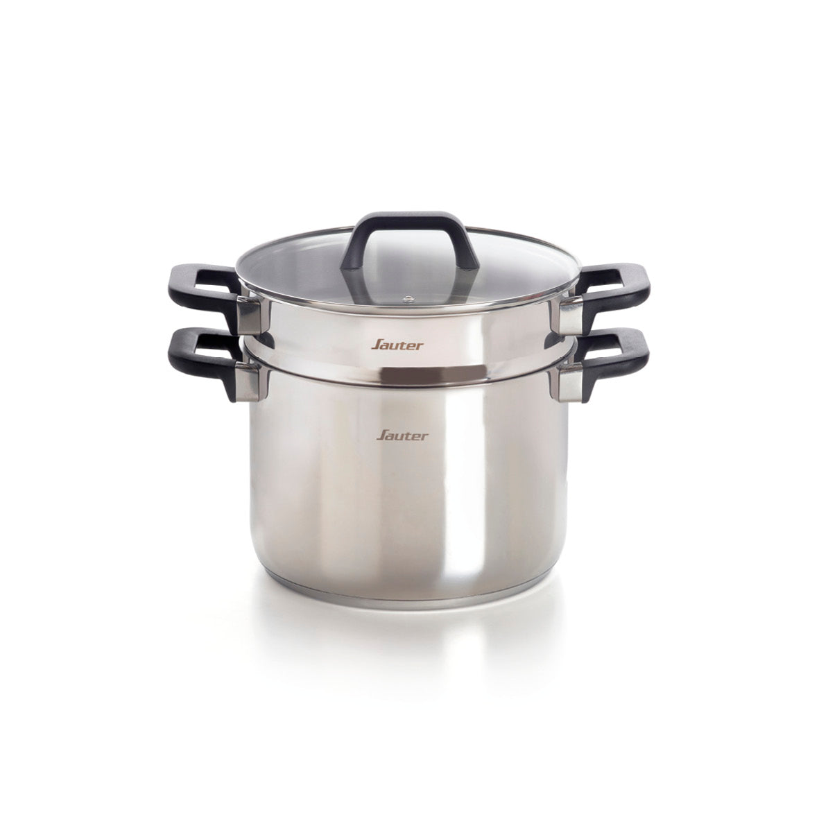 Pasta pot with insert Qulinox - Triple Bottom - Stainless steel - with lid - Silver