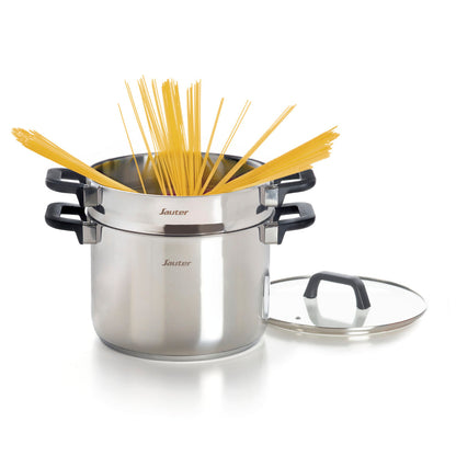 Pasta pot with insert Qulinox - Triple Bottom - Stainless steel - with lid - Silver