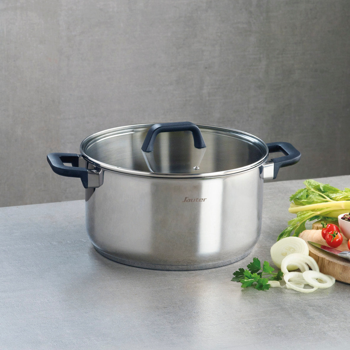 Set of 2 casseroles with glass lids Qulinox Pro - Stainless steel - 20 + 24 cm