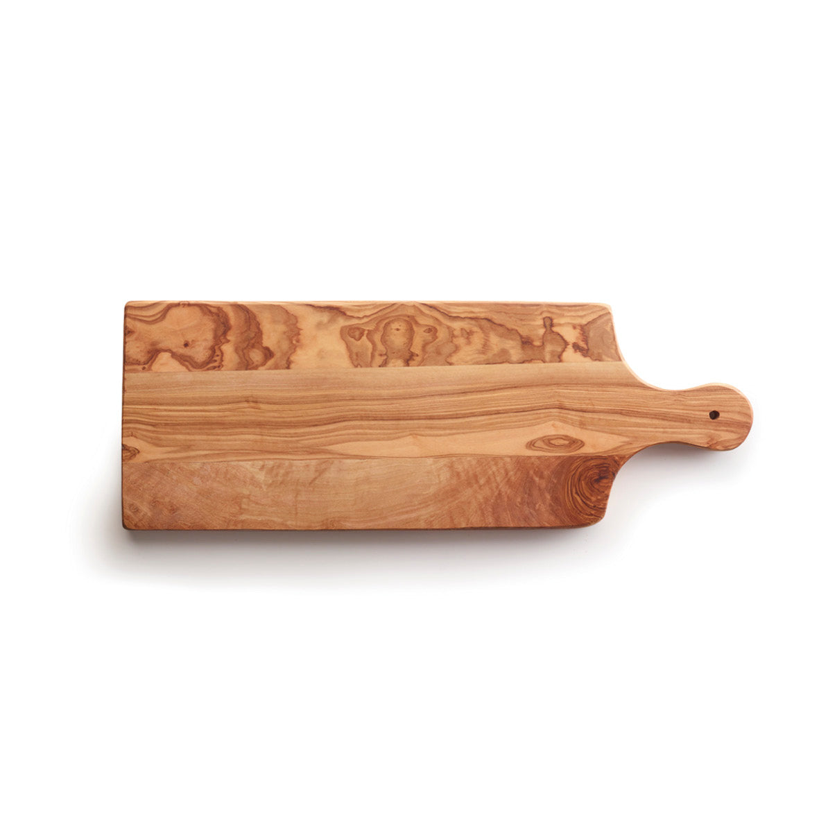 Rectangular cutting board with handle in olive wood