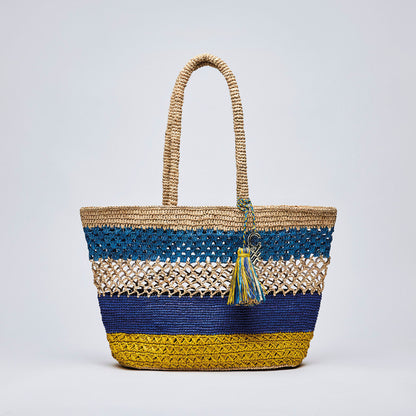 Handbag in raffia - Flavie Multico blue