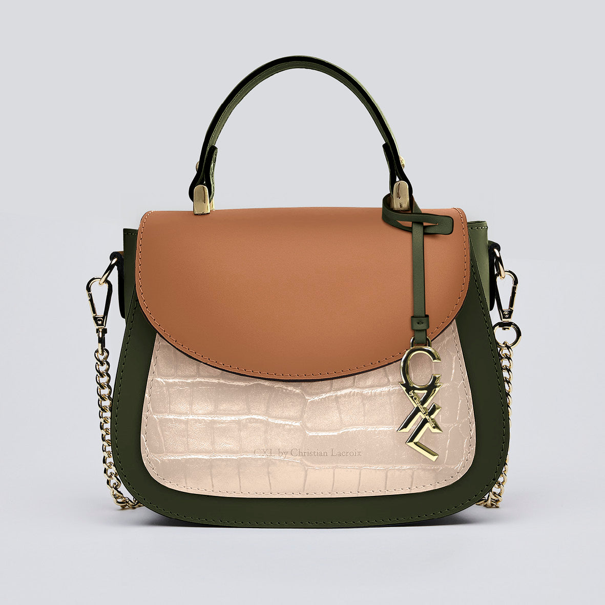 Leather handbag - Haussmann Tricolor green