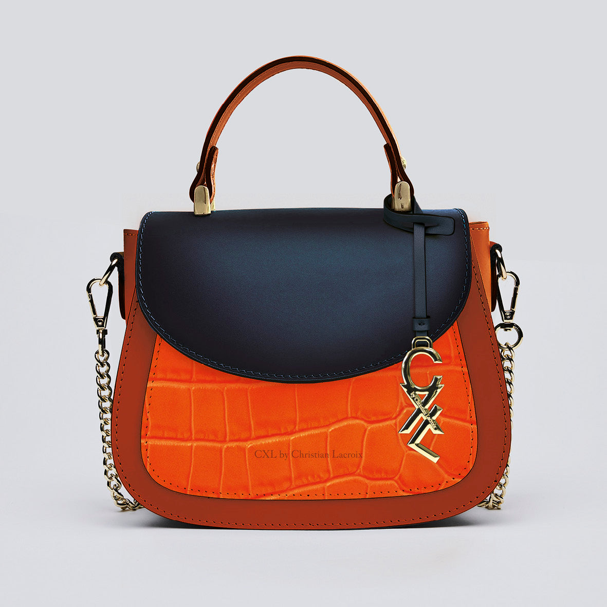 Leather handbag - Haussmann Tricolor orange