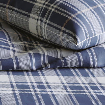 Duvet cover flannel checkered - Dark blue