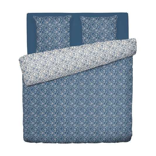 Duvet cover + pillow case percale cotton flowers - Blue