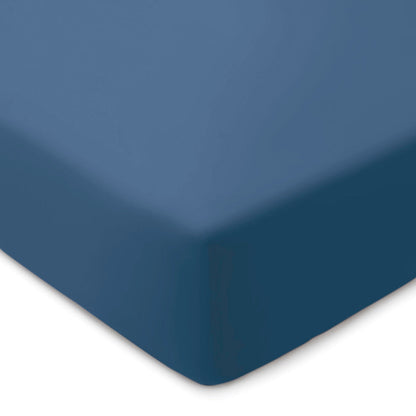 Fitted sheet percale cotton - Uni Blue