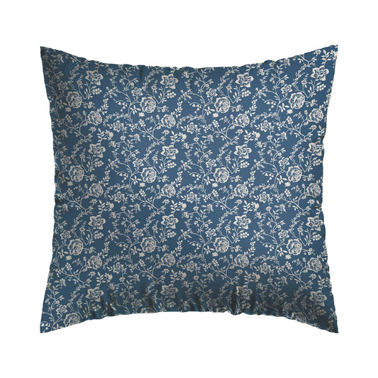 Pillowcase percale cotton flowers - Blue