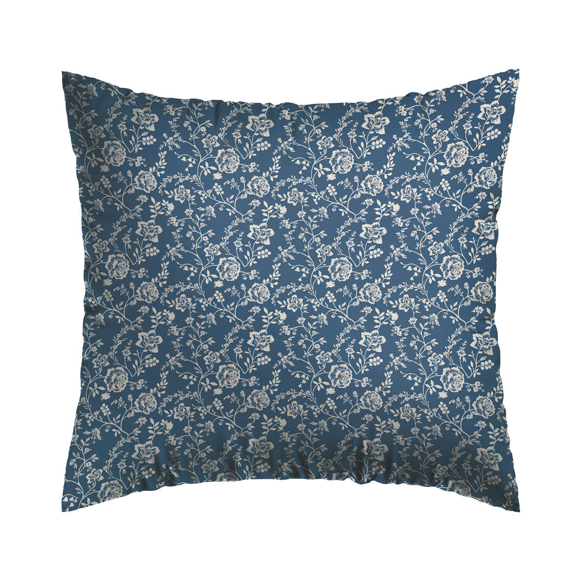 Set of 2 pillowcases percale cotton flowers - Blue 2 x (63 x 63 cm)