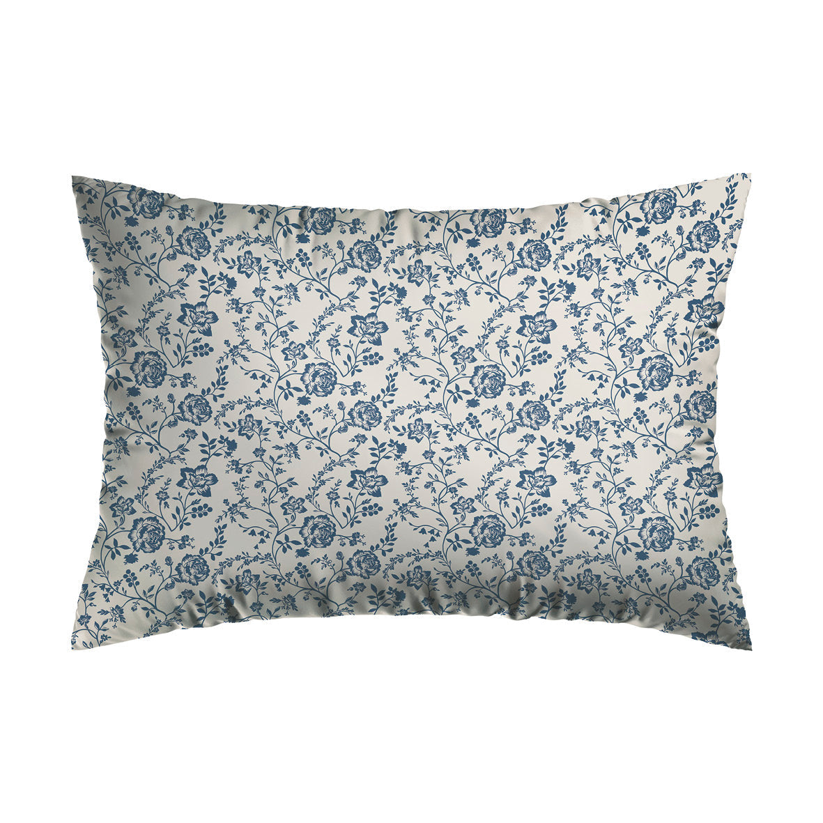 Set of 2 pillowcases percale cotton flowers - Blue 2 x ( 50 x 70 cm)