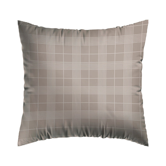 Set of 2 pillowcases percale cotton checkered - Taupe 2 x (63 x 63 cm)