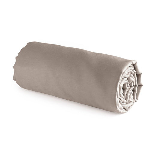 Fitted sheet percale cotton - Uni Taupe 180 x 200 x 30 cm