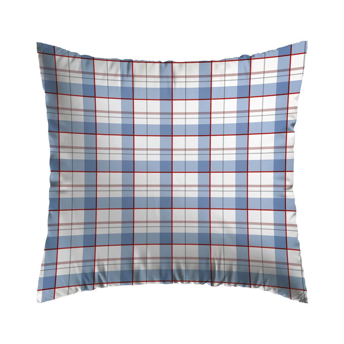 Set of 2 pillowcases percale cotton checkered - Light blue 2 x (63 x 63 cm)
