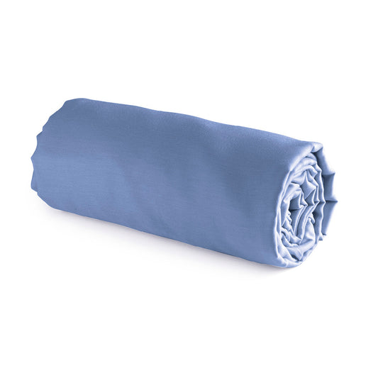 Fitted sheet percale cotton - Uni Light blue 180 x 200 x 30 cm