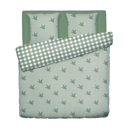 Duvet cover + pillowcase cotton - Vichy Ducks Green 260 x 240 cm + 2 x (63 x 63 cm)