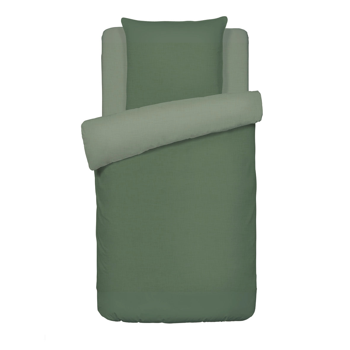 Set of 2 duvet covers + 2 pillowcases washed cotton - Uni Dark green 2 x (135 x 200 cm) + 2 x (80 x 80 cm)