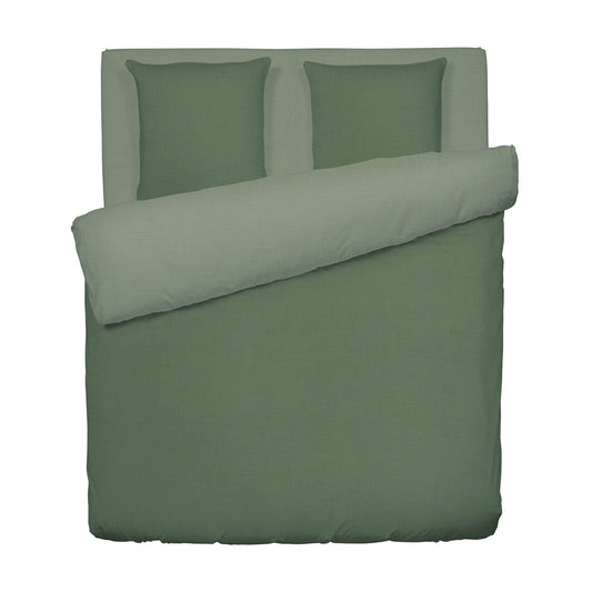 Duvet cover washed cotton - Uni Dark green / Light green