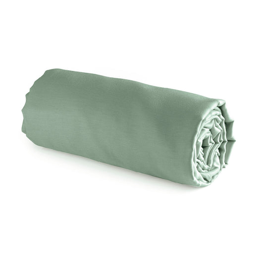 Fitted sheet washed cotton - Uni Light green 180 x 200 x 30 cm