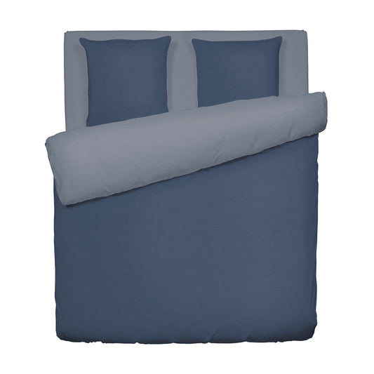 Duvet cover washed cotton - Uni Dark blue / Light blue