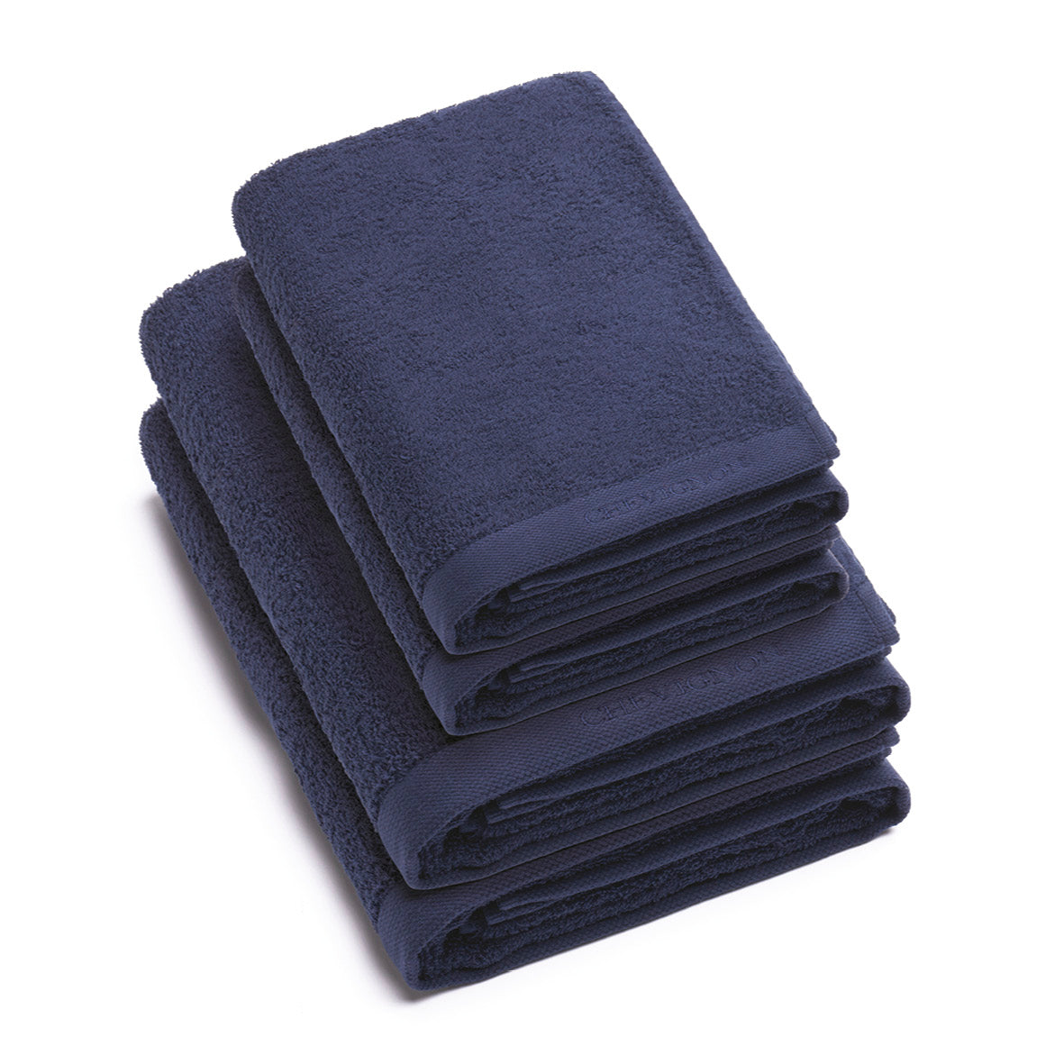 Set of 2 hand towels + 2 bath towels - Navy blue