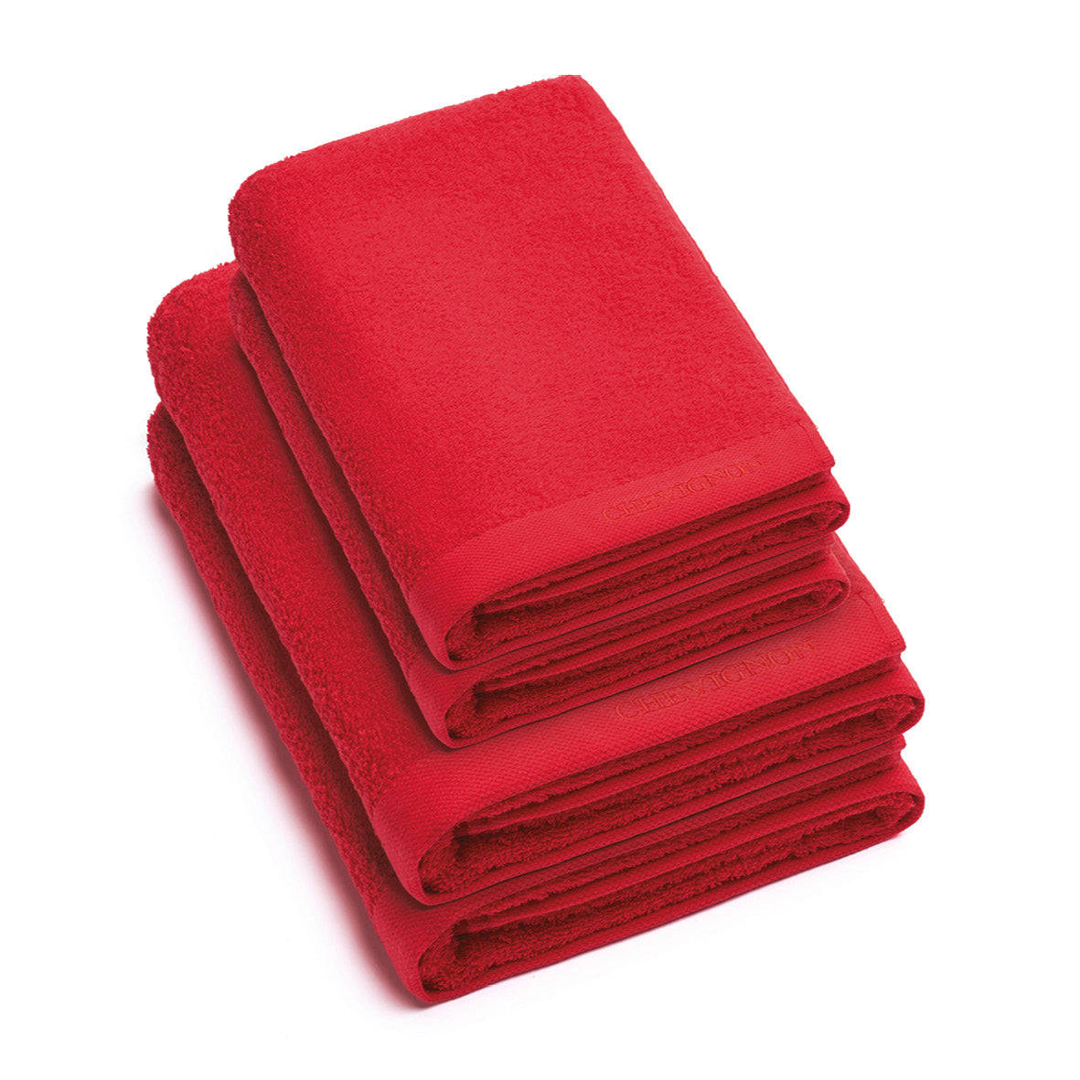 Set of 2 hand towels & 2 bath towels - Red
