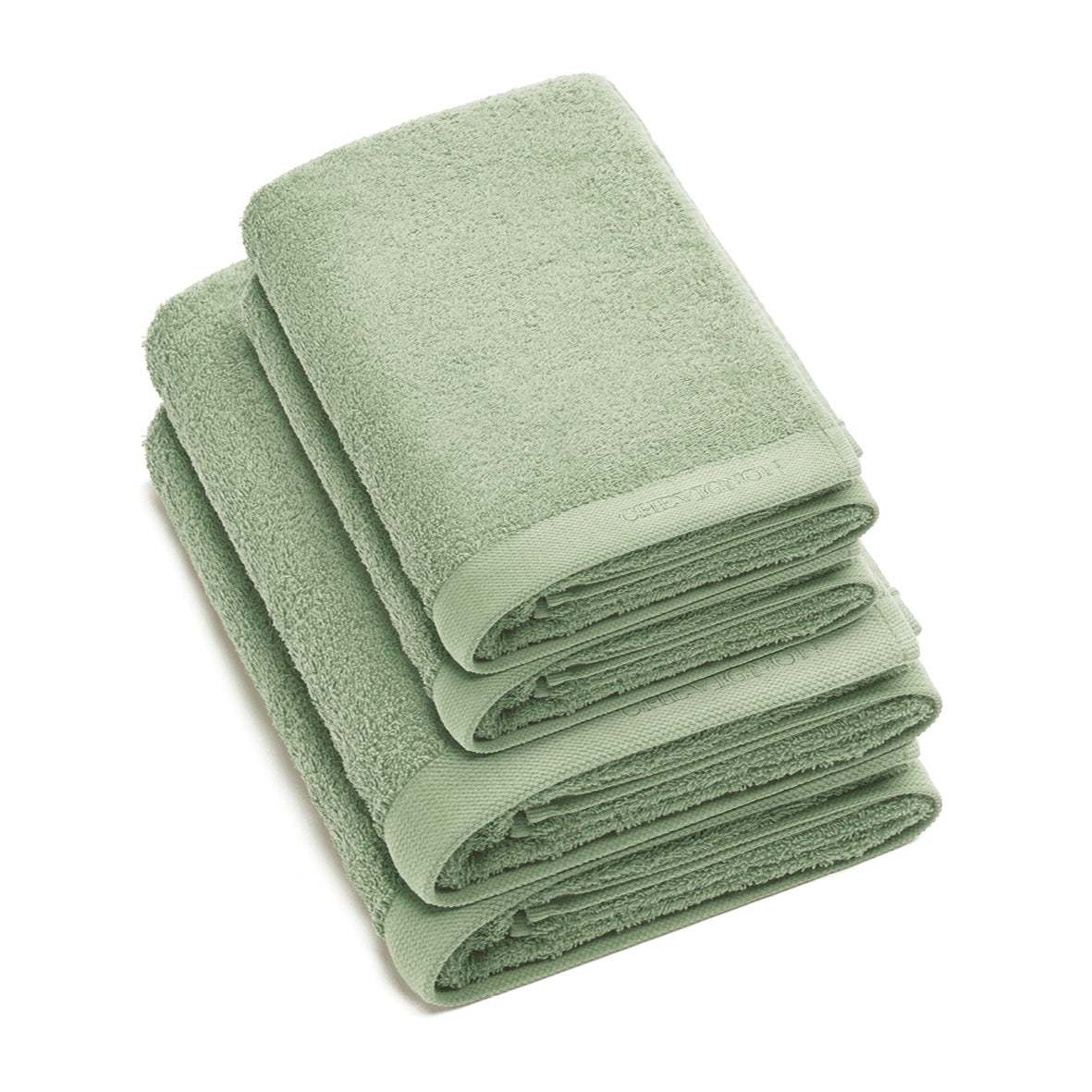 Set of 2 hand towels + 2 bath towels - 50 x 100 cm + 70 x 140 cm Almond green