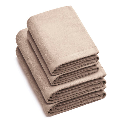 Set of 2 hand towels + 2 bath towels - 50 x 100 cm + 70 x 140 cm Taupe