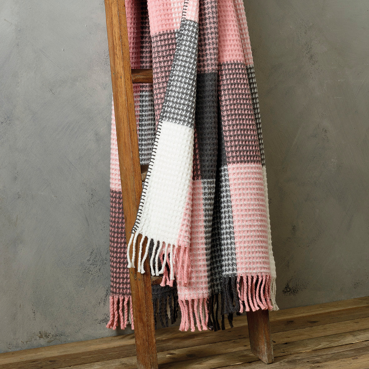 Woven plaid - Checkered Waffle pink/ grey