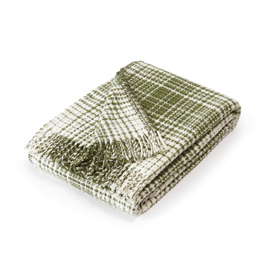 Woven plaid - Checkered waffle Green/ white