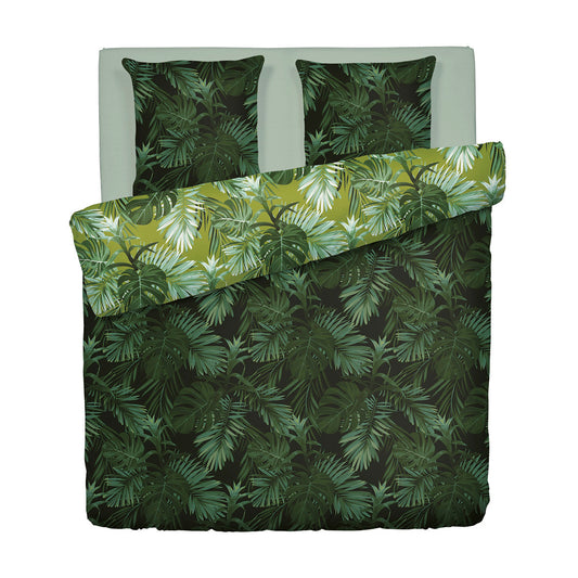 Duvet cover + pillowcase(s) cotton satin - Jungle Green 260 x 240 cm + 2 x (63 x 63 cm)