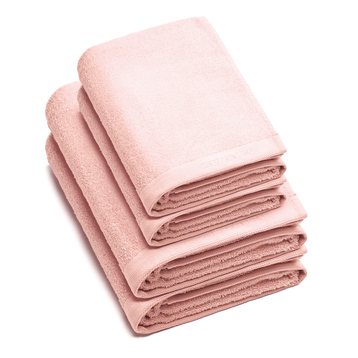 Set of 2 hand towels + 2 bath towels - 50 x 100 cm + 70 x 140 cm Salmon pink