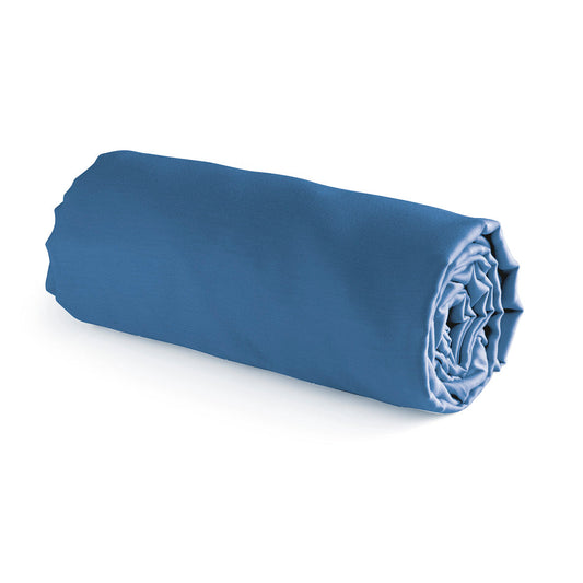 Fitted sheet cotton satin - Uni Blue