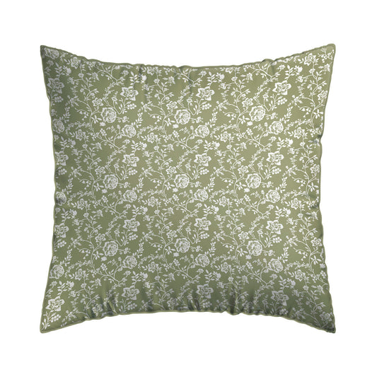 Pillowcase(s) cotton satin - Fleurs Green 2 x (63 x 63 cm)