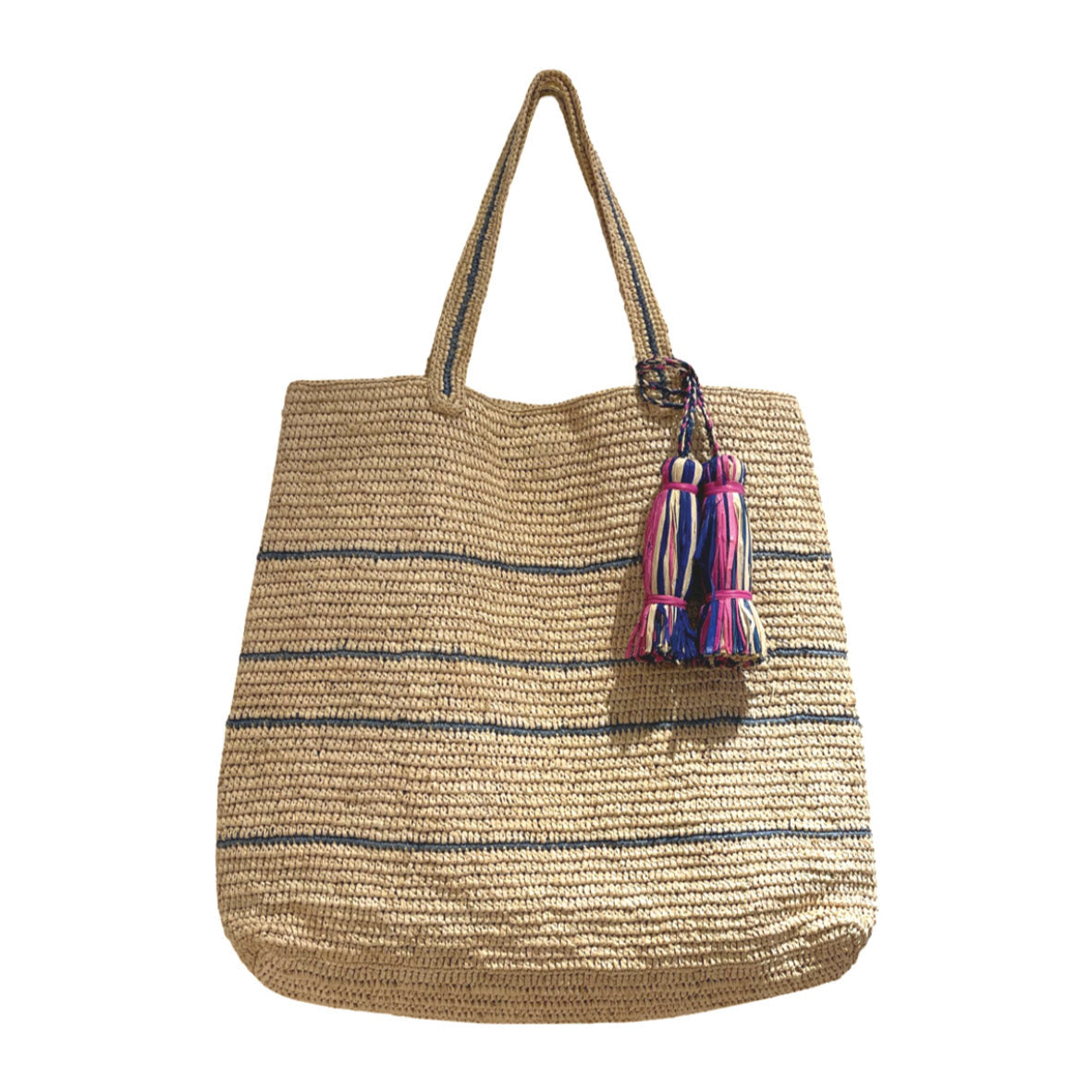 Handbag in raffia Sandra Blue Blue