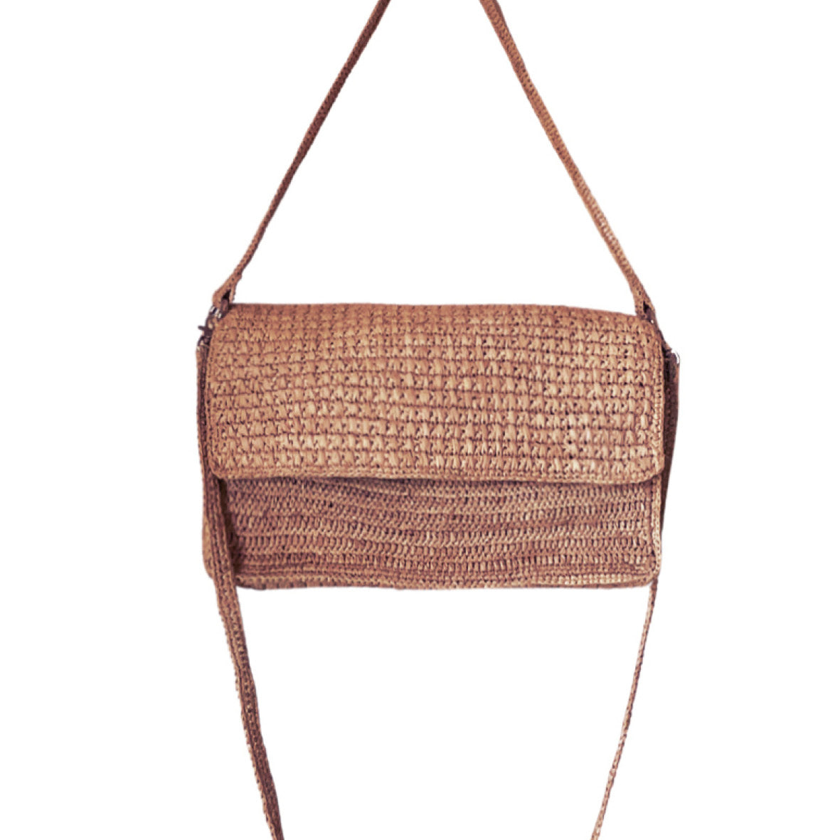 Crossbody bag in raffia Abby Natural Thé foncé